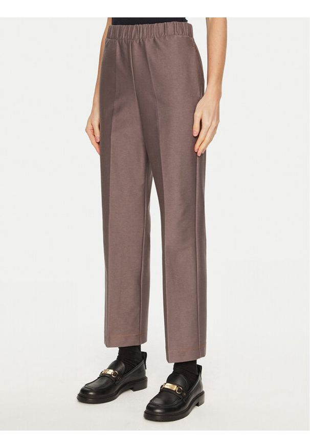 Max Mara Leisure Spodnie materiałowe Quiete 2426786048 Brązowy Straight Fit. Kolor: brązowy. Materiał: syntetyk, bawełna