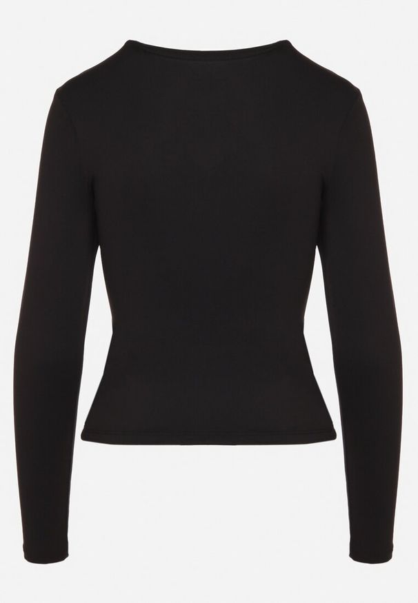 Born2be - Czarna Bawełniana Bluzka Typu Longsleeve Lisfia. Okazja: na co dzień, do pracy, na spotkanie biznesowe. Kolor: czarny. Materiał: bawełna. Długość rękawa: długi rękaw. Styl: casual, elegancki, biznesowy