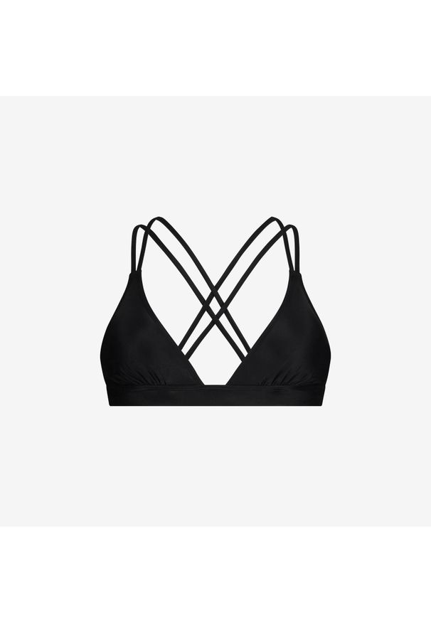 WALLIEN - Damski top bikini z krzyżowanym tyłem do pływania & surfingu - Czarny. Kolor: czarny