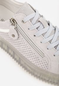 Born2be - Niebieskie Sneakersy z Zamszu z Ozdobnym Suwakiem i Perforacją i Skórzaną Wkładką Sewtena. Okazja: na co dzień. Zapięcie: sznurówki. Kolor: niebieski. Materiał: zamsz, skóra #5