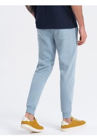 Ombre Clothing - Męskie spodnie dresowe typu jogger - niebieskie V7. Okazja: na co dzień. Kolor: niebieski. Materiał: dresówka. Wzór: aplikacja. Styl: casual #7