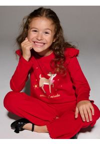 Sinsay - Bawełniana koszulka z nadrukiem świątecznym - czerwony. Kolor: czerwony. Materiał: bawełna. Wzór: nadruk. Styl: wizytowy #1