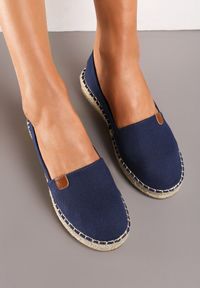 Renee - Granatowe Płaskie Casualowe Espadryle w Stylu Boho Lephea. Okazja: na co dzień. Zapięcie: bez zapięcia. Kolor: niebieski. Materiał: len. Sezon: lato. Styl: casual, boho