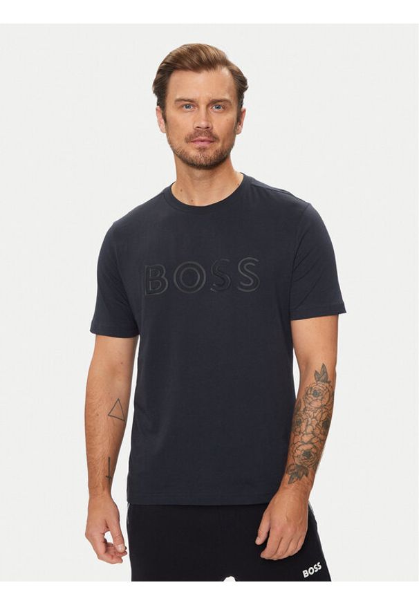 BOSS - Boss T-Shirt 50519358 Granatowy Regular Fit. Kolor: niebieski. Materiał: bawełna