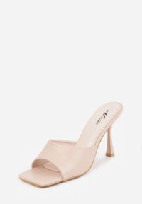 Renee - Beżowe Klapki na Szpilce z Kwadratowym Noskiem Peep Toe Avenata. Okazja: na co dzień, na randkę. Nosek buta: otwarty. Kolor: beżowy. Materiał: jeans, skóra, koronka. Obcas: na szpilce. Styl: casual #9