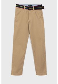 Polo Ralph Lauren - Spodnie dziecięce 134-158 cm. Kolor: beżowy. Materiał: tkanina, bawełna, elastan. Wzór: gładki #1