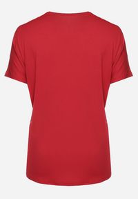 Born2be - Bordowy T-shirt Ozdobiony Cyrkoniami i Nadrukiem Wallilena. Okazja: na co dzień. Kolor: czerwony. Wzór: aplikacja, nadruk. Styl: casual #3