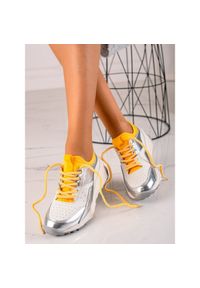 Goodin Stylowe Sneakersy Ze Skóry białe srebrny żółte. Kolor: biały, wielokolorowy, srebrny, żółty. Materiał: skóra #4