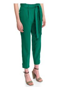 TOP SECRET - Eleganckie spodnie z guzikami na dole. Okazja: do pracy, na co dzień. Stan: podwyższony. Kolor: zielony. Materiał: materiał. Sezon: lato. Styl: elegancki #1
