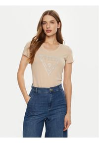 Guess T-Shirt W5RI11 J1314 Beżowy Regular Fit. Kolor: beżowy. Materiał: bawełna #1