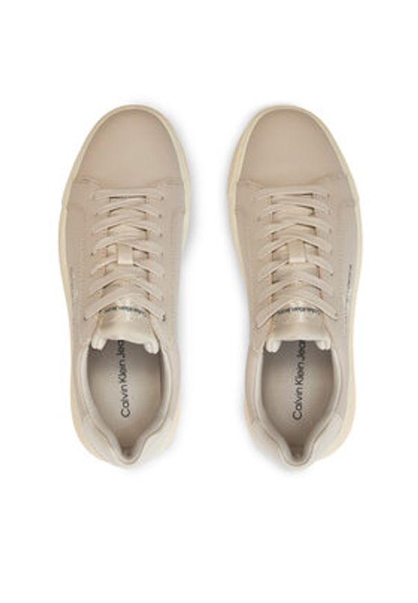 Calvin Klein Jeans Sneakersy Chunky Cupsole Laceup Lth Ml Mtl YW0YW01476 Écru. Materiał: skóra