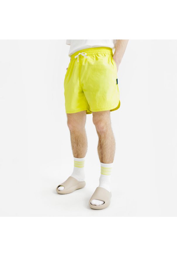 Decathlon - Spodenki płócienne męskie Elementals. Kolor: żółty, wielokolorowy, zielony. Materiał: poliamid, materiał