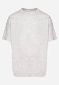 Born2be - Szara Koszulka T-shirt z Bawełny Fodarella. Okazja: na co dzień. Kolor: szary. Materiał: bawełna. Wzór: aplikacja. Styl: klasyczny, casual, elegancki #4