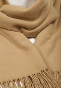 Born2be - Ciemnobeżowy Gładki Szalik z Frędzlami Vetiela. Okazja: na co dzień. Kolor: beżowy. Materiał: jeans. Wzór: gładki. Sezon: zima, jesień. Styl: casual, elegancki #2
