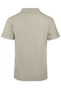 Dzianinowa Koszulka Polo - Dekolt Bez Guzików - Brave Soul - Beżowa. Okazja: na co dzień. Typ kołnierza: polo. Kolor: beżowy, wielokolorowy, brązowy. Materiał: elastan, bawełna. Styl: casual #4