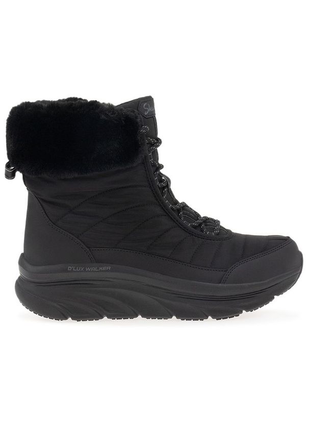 skechers - Buty Skechers D'Lux Walker Winter Solstice 167388BBK - czarne. Okazja: na spacer. Zapięcie: sznurówki. Kolor: czarny. Materiał: materiał, guma, futro. Szerokość cholewki: normalna. Sezon: zima, jesień. Model: Skechers Sport. Sport: turystyka piesza