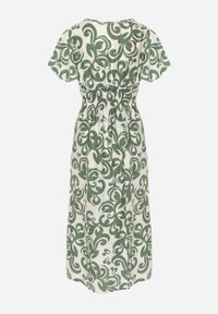 Renee - Zielona Taliowana Sukienka z Wiskozy z Kopertowym Dekoltem Jynaela. Typ kołnierza: dekolt kopertowy. Kolor: zielony. Materiał: wiskoza. Wzór: nadruk. Typ sukienki: kopertowe. Styl: boho #3