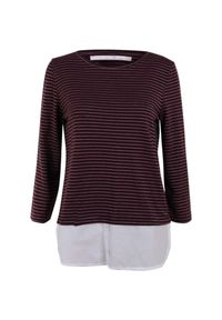 Koszulka turystyczna damska Tom Tailor Striped 2in1 Style. Kolor: czerwony, brązowy, wielokolorowy. Materiał: bawełna