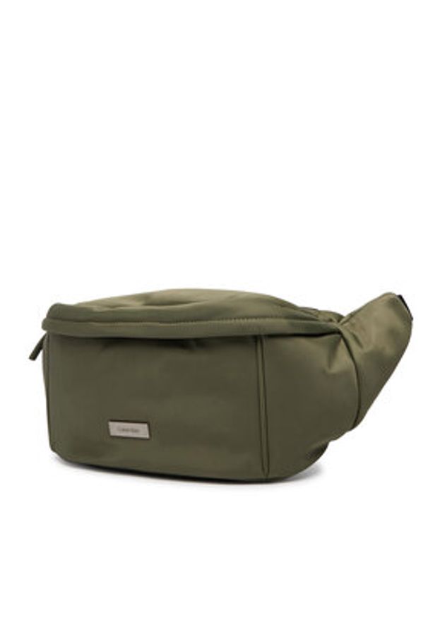 Calvin Klein Nerka Sleek Waistbag Sling LV04D3148G Zielony. Kolor: zielony. Materiał: skóra