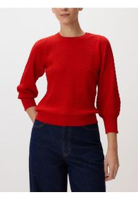 Reserved - Sweter z bufiastym rękawem - czerwony. Kolor: czerwony. Materiał: dzianina, wiskoza
