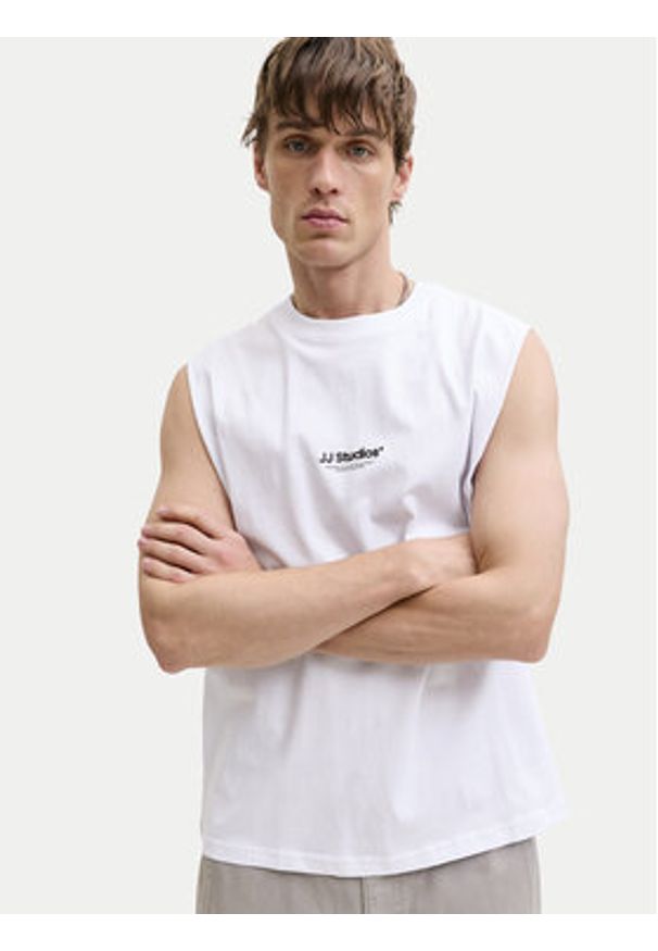 Jack & Jones Tank top Soho 12288001 Biały Relaxed Fit. Kolor: biały. Materiał: bawełna