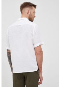 Calvin Klein koszula lniana męska kolor biały regular. Kolor: biały. Materiał: len. Długość rękawa: krótki rękaw. Długość: krótkie #3