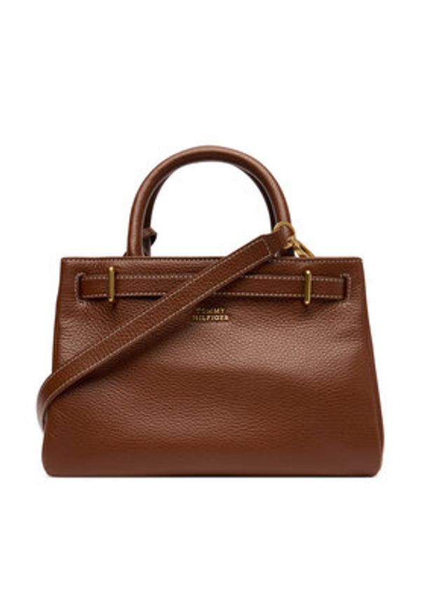 TOMMY HILFIGER - Tommy Hilfiger Torebka American Icon Mini Tote Leather AW0AW17926 Brązowy. Kolor: brązowy. Materiał: skórzane