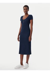 TOMMY HILFIGER - Tommy Hilfiger Sukienka codzienna Henley WW0WW43864 Granatowy Slim Fit. Okazja: na co dzień. Typ kołnierza: typu henley. Kolor: niebieski. Materiał: bawełna. Typ sukienki: proste. Styl: casual #1