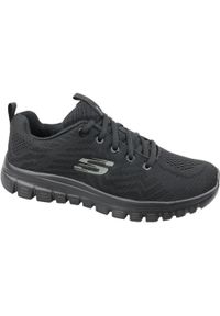 skechers - Adidasy Skechers Get Connected, Kobiety. Kolor: czarny. Materiał: materiał, tkanina, syntetyk. Sport: turystyka piesza