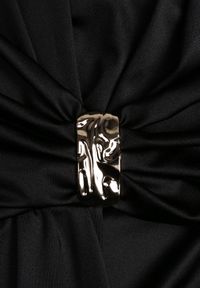 Born2be - Czarna Elegancka Sukienka z Trenem i Rozcięciem Atissa. Okazja: na imprezę. Kolor: czarny. Wzór: aplikacja. Styl: elegancki #3