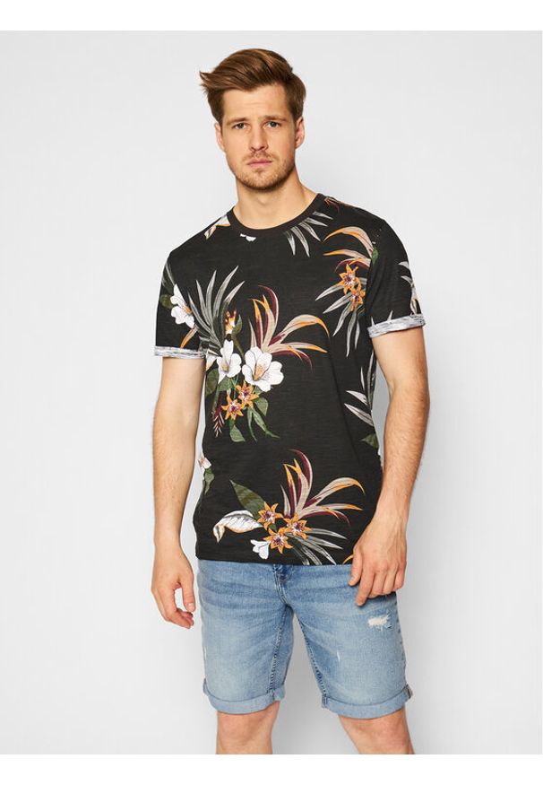 Jack&Jones PREMIUM T-Shirt Blabeach Ss 12187869 Czarny Regular Fit. Kolor: czarny. Materiał: bawełna