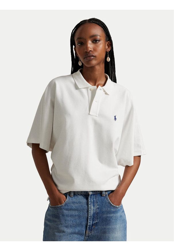 Polo Ralph Lauren Polo 211A96270001 Biały Relaxed Fit. Typ kołnierza: polo. Kolor: biały. Materiał: bawełna