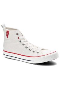 Big-Star - Białe Trampki Big Star Modne Buty Damskie Półbuty. Kolor: biały. Materiał: materiał, guma. Szerokość cholewki: normalna. Styl: sportowy