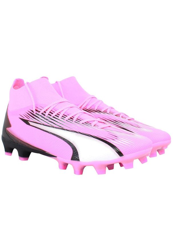 Puma - Buty piłkarskie PUMA Ultra Pro FG/AG. Kolor: biały, wielokolorowy, różowy, czarny. Materiał: materiał, syntetyk. Szerokość cholewki: normalna. Sport: piłka nożna