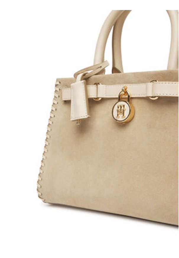 TOMMY HILFIGER - Tommy Hilfiger Torebka American Icon Mini Tote Su AW0AW17469 Beżowy. Kolor: beżowy. Materiał: skórzane, zamszowe