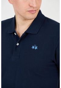 La Martina - LA MARTINA Granatowe męskie polo z małym logo, Rozmiar XXL. Typ kołnierza: polo. Kolor: niebieski #3