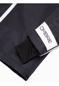 Ombre Clothing - Sportowa kurtka męska - czarna V5 C455 - XL. Kolor: czarny. Materiał: poliester. Wzór: nadruk. Styl: sportowy #3