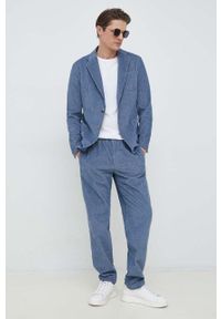 Emporio Armani marynarka męska kolor niebieski. Okazja: na co dzień. Kolor: niebieski. Styl: casual, klasyczny #4