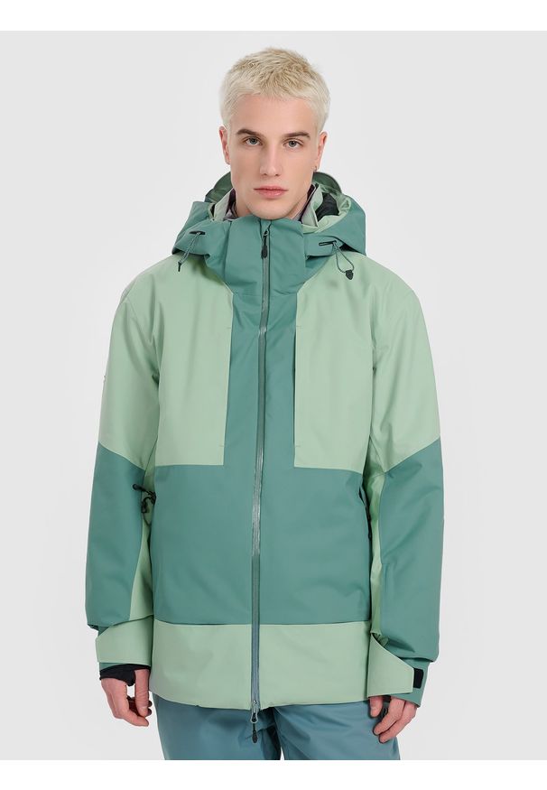 4f - 4F Kurtka narciarska membrana Dermizax 20000 męska - oliwkowa XL. Typ kołnierza: kołnierzyk stójkowy. Kolor: oliwkowy, wielokolorowy, brązowy. Materiał: poliester, materiał. Wzór: gładki. Sezon: zima