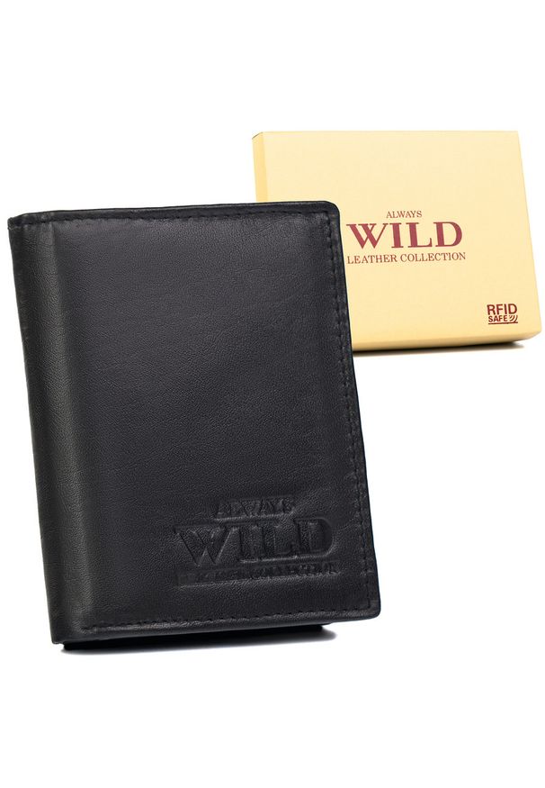 ALWAYS WILD - Portfel skórzany Always Wild N0036-P-SCR czarny. Kolor: czarny. Materiał: skóra
