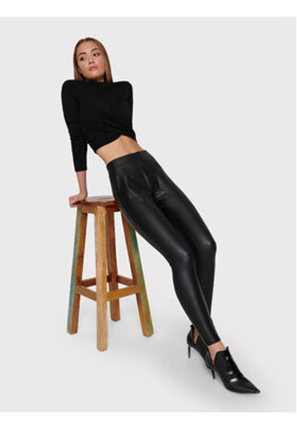 only - ONLY Legginsy Cool Coated 15187844 Czarny Extra Slim Fit. Kolor: czarny. Materiał: syntetyk