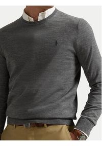 Polo Ralph Lauren Sweter 710946143002 Szary Slim Fit. Typ kołnierza: polo. Kolor: szary. Materiał: wełna #5