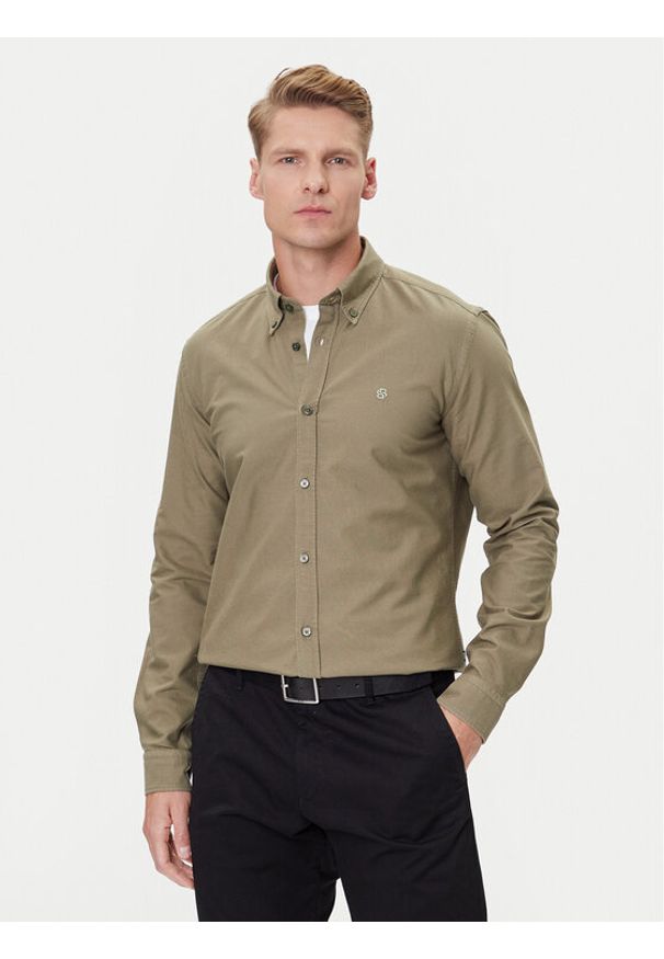 BOSS Koszula H-Roan 50544917 Zielony Slim Fit. Kolor: zielony. Materiał: bawełna