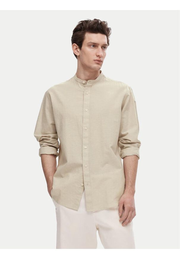 Selected Homme Koszula New Linen 16079054 Beżowy Regular Fit. Kolor: beżowy. Materiał: bawełna