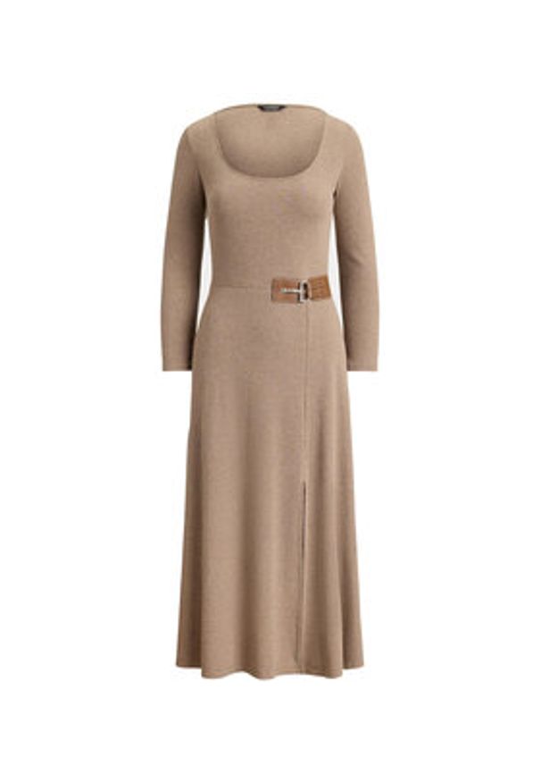 Lauren Ralph Lauren - LAUREN RALPH LAUREN Sukienka dzianinowa 200980038001 Beżowy Slim Fit. Kolor: beżowy. Materiał: bawełna