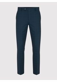 Pako Lorente - PAKO LORENTE – Granatowe spodnie w delikatną niebieską kratkę P23SF-6G-003-G-S. Kolor: niebieski. Materiał: poliester, wiskoza, elastan. Wzór: kratka #2