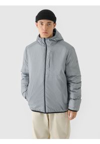 4f - 4F Kurtka puchowa dwustronna Primaloft Thermoplume męska - szara XXL. Okazja: na co dzień. Typ kołnierza: kaptur. Kolor: szary. Materiał: puch. Sezon: zima. Styl: klasyczny, casual, sportowy #1