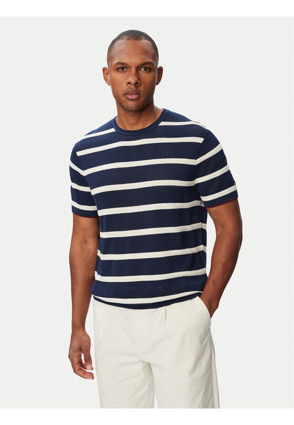 TOMMY HILFIGER - Tommy Hilfiger Sweter Breton MW0MW43942 Granatowy Regular Fit. Kolor: niebieski. Materiał: bawełna