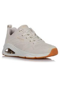 skechers - Buty do chodzenia damskie Skechers Tres-air Uno. Kolor: beżowy. Materiał: materiał, syntetyk. Sport: turystyka piesza