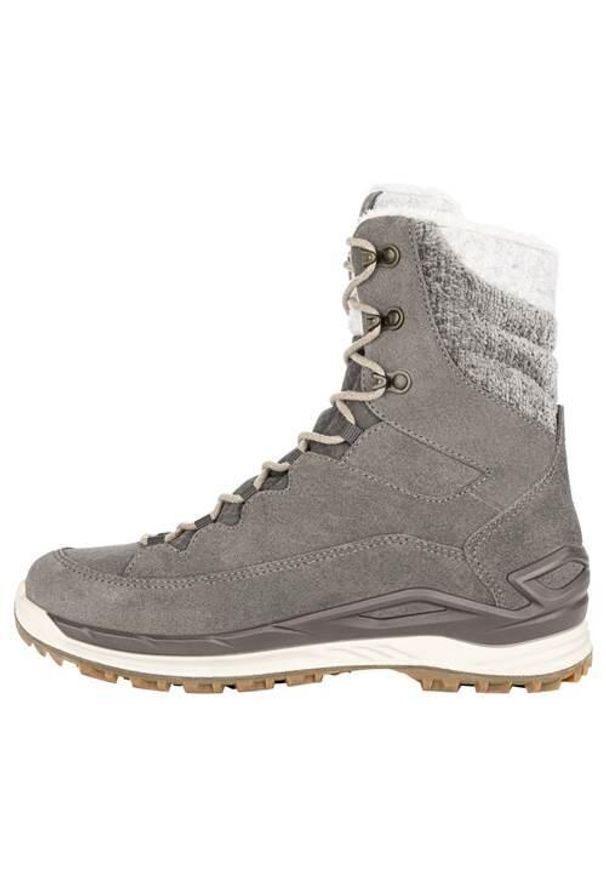 Buty trekkingowe damskie Lowa Calceta Evo Gtx. Wysokość cholewki: za kostkę. Zapięcie: sznurówki. Kolor: szary. Materiał: tkanina, zamsz. Szerokość cholewki: normalna. Styl: sportowy